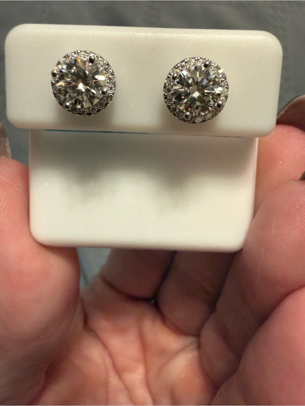 Brilliant Cut Halo Stud Earrings - 1.83 CT Moissanite